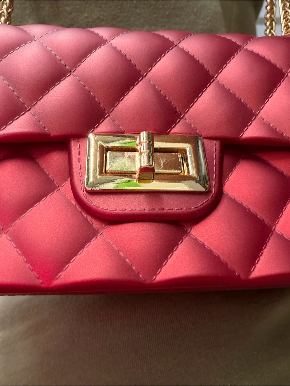 Jellycat Quilted Pink Crossbody with Gold Turn-Lock